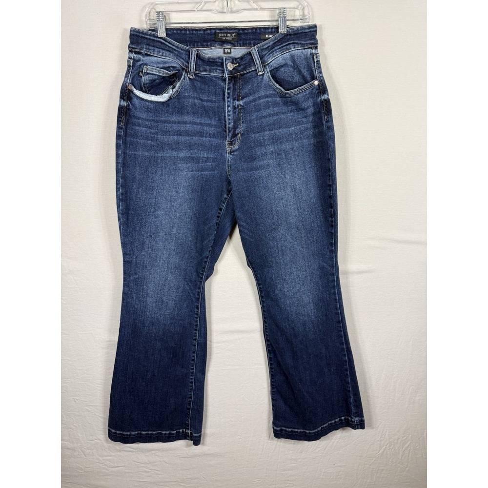 Judy Blue 16W Dark Wash Flare Jeans Womens Plus Size Stretch High Rise Western
